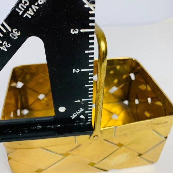 Brass Basket Woven Handle Boho Style Trinket Dish Rectangle Catchall Eclectic - Picture 10 of 14